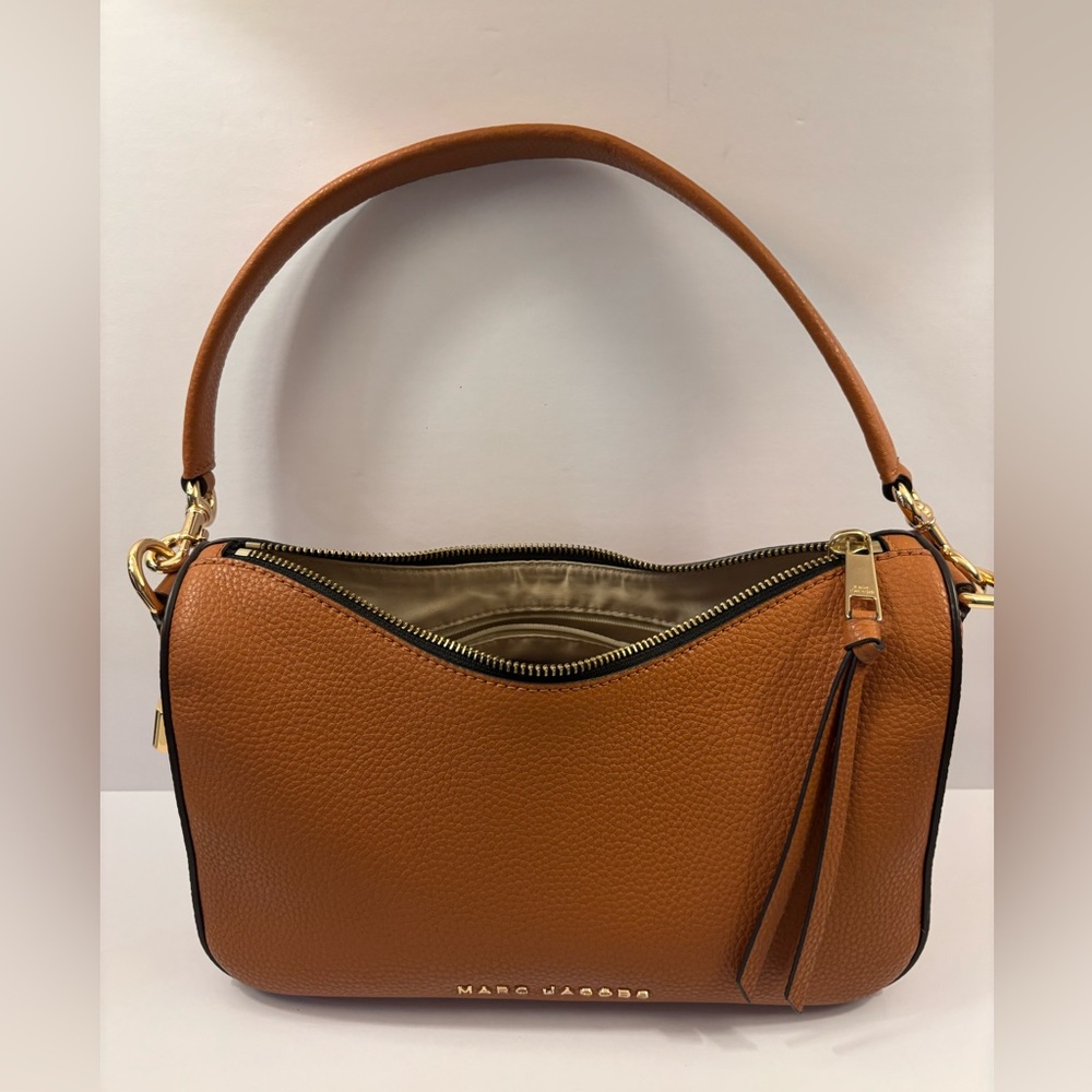 Marc Jacobs Drifter Small Smoked Almond Leather Hobo Shoulder Crossbody Handbag